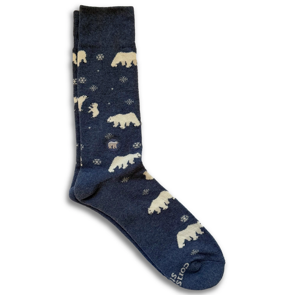 Blue socks with polar bears