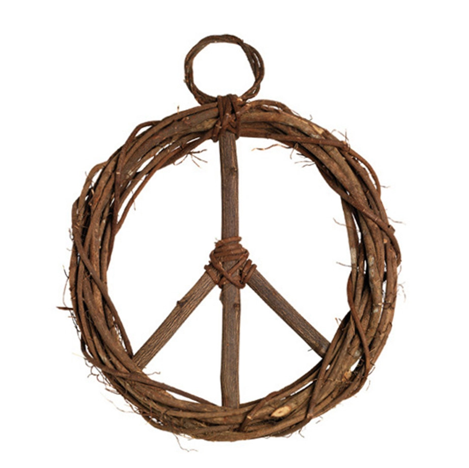 Large peace wreath made of woven wood