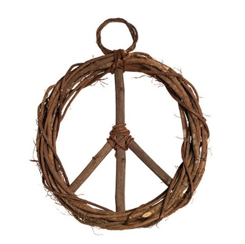 Large peace wreath made of woven wood
