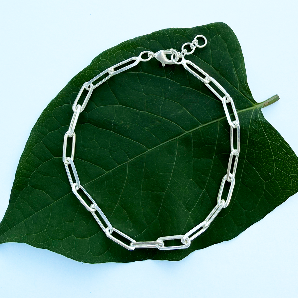 Silver-plated chain link bracelet
