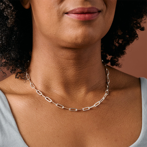 Silver-plated chain link necklace