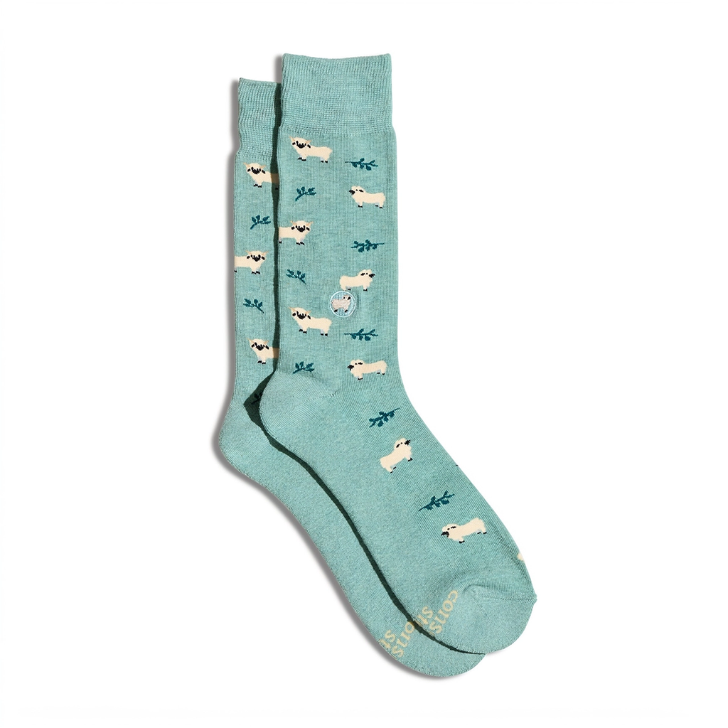 Light green socks with sheep
