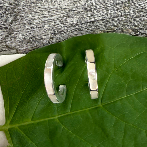 Sterling silver mother-of-pearl inlayed huggies earrings