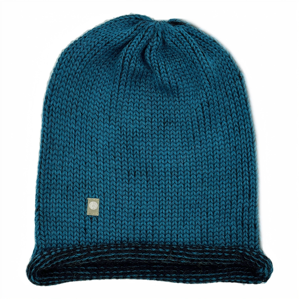 Alpaca beanie hat jade with black trim