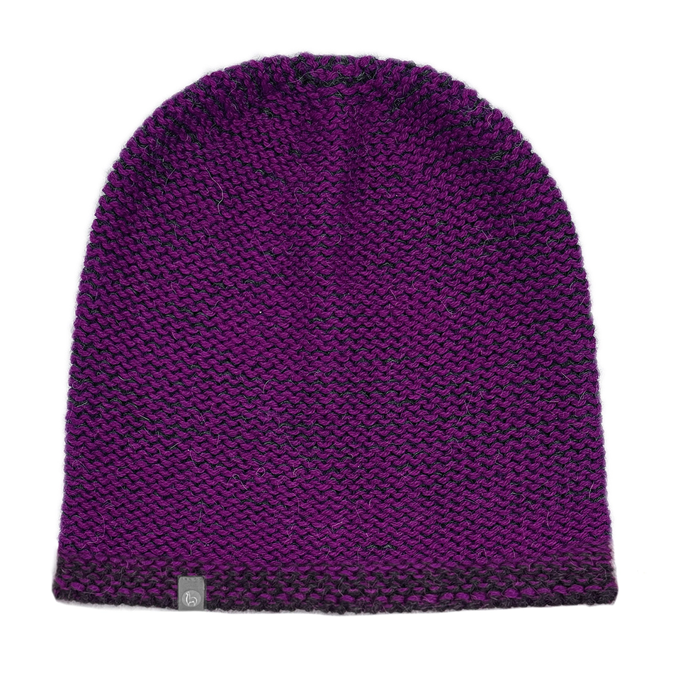 Bright pink baby alpaca beanie hat 