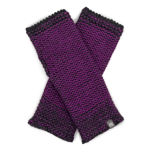 Baby alpaca pink fingerless gloves on hand