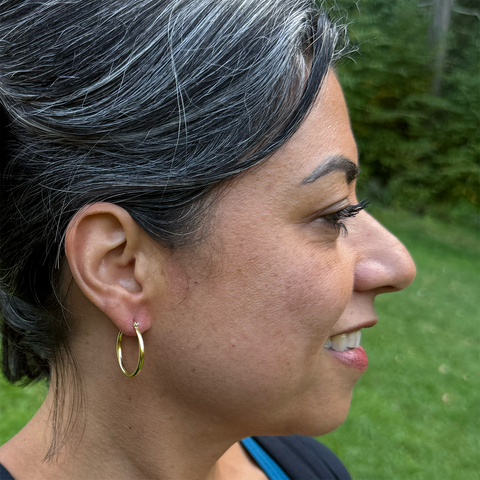 Brass hoops earrings with sterling silver ear wire