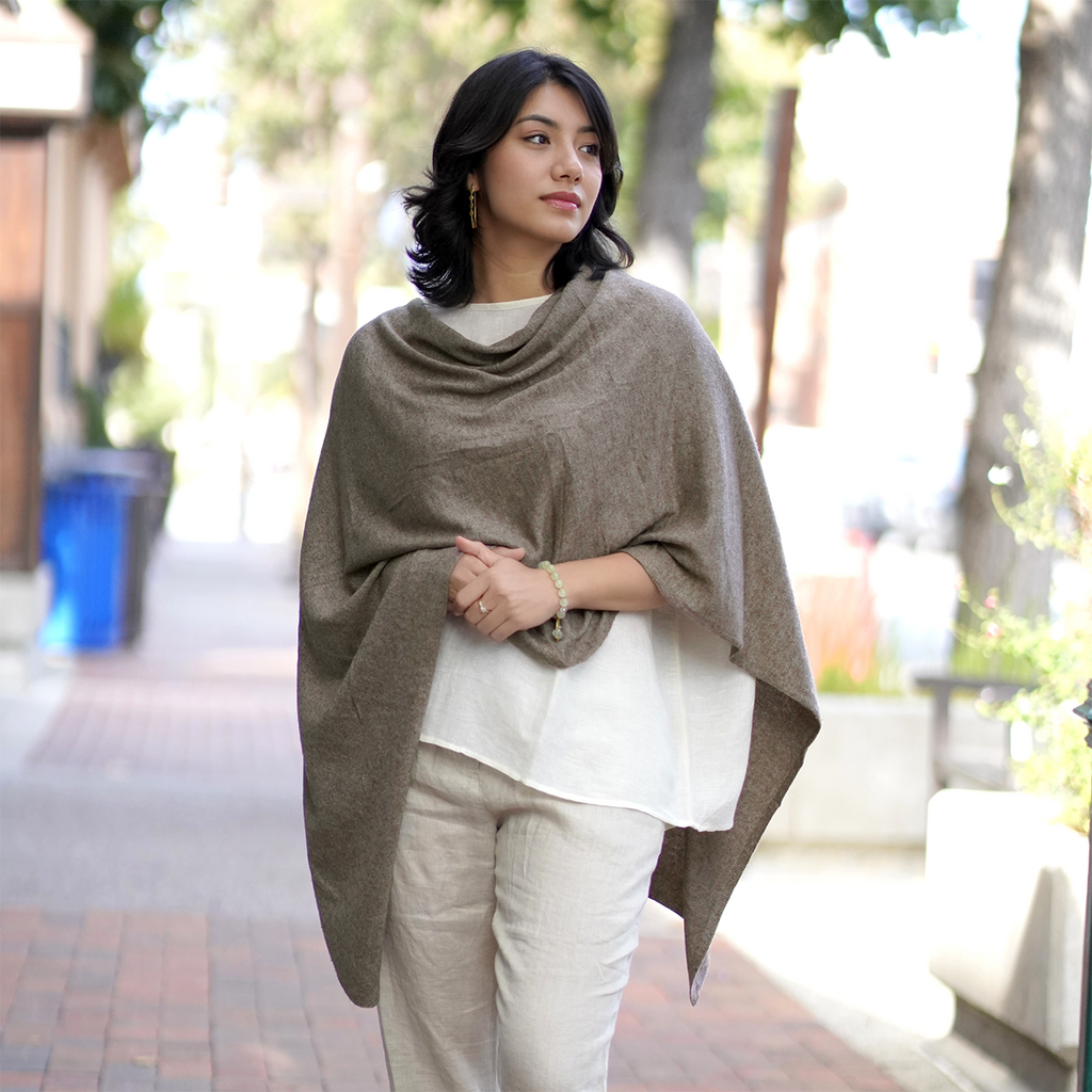 Mocha colored cashmere poncho