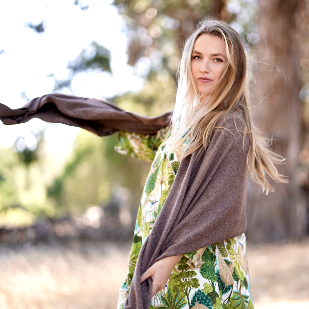Brown cashmere wrap scarf