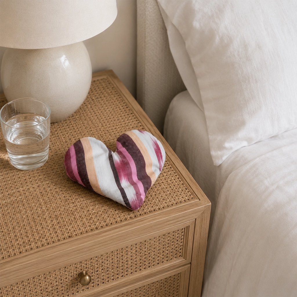 Cotton striped heart-shaped eye pillow