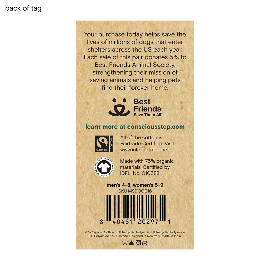 Tag for dog socks