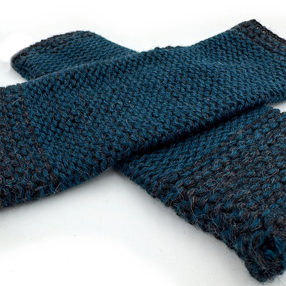 Baby alpaca teal fingerless gloves
