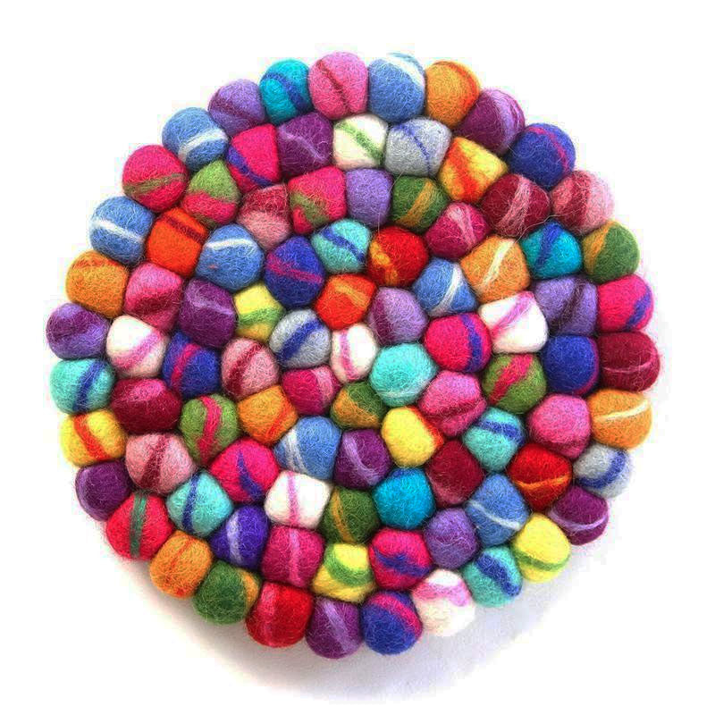 Rainbow Felt Coasters - Set of 4, Nepal