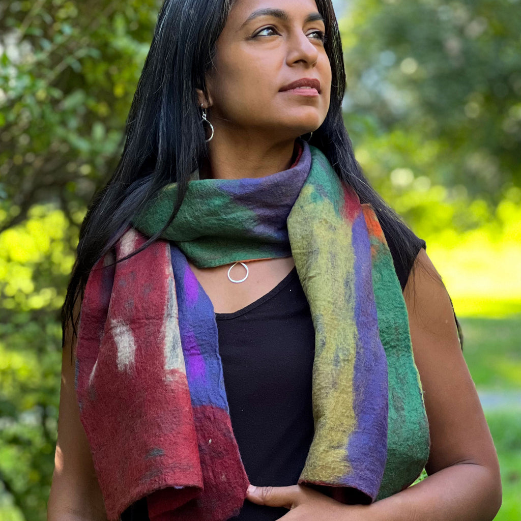 Fair trade felt silk scarf ethically handmade
