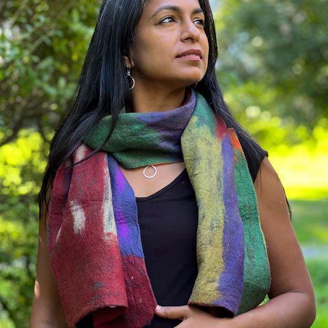 Fair trade felt silk scarf ethically handmade