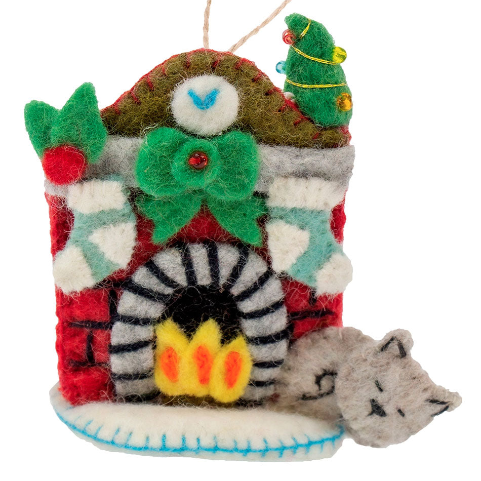 Fair trade felt cat ornament