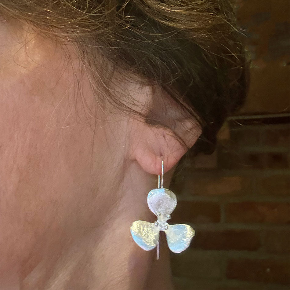 Exquisite Flower Dangle Earrings - Sterling Silver, Indonesia