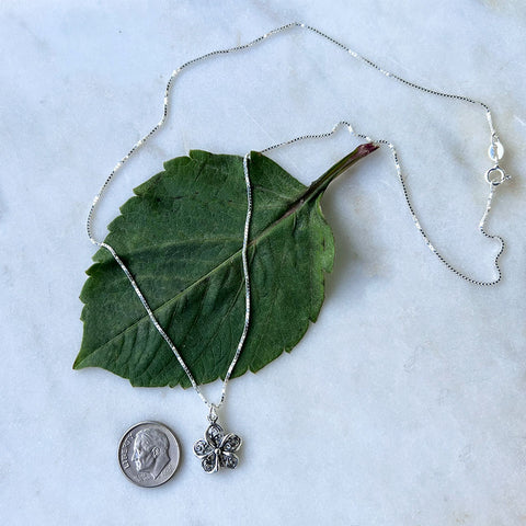 Ethically handmade sterling silver flower filigree necklace