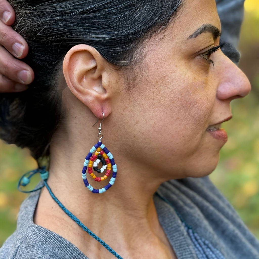 Recycled Glass Earrings - Multicolor, Ghana