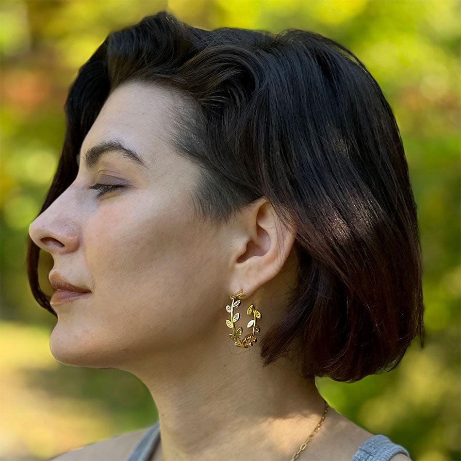 Gold hoop earrings ethically handmade by survivors of human trafficking