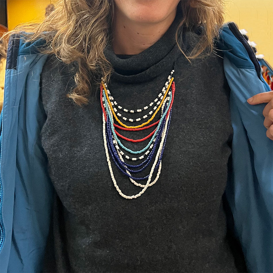 Fair trade recycled glass bead necklace