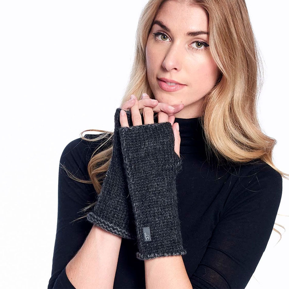 Ethically handmade alpaca fingerless gloves