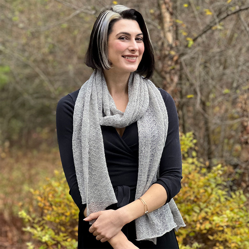 100% Baby Alpaca Loose-Knit Scarf - Gray, Peru