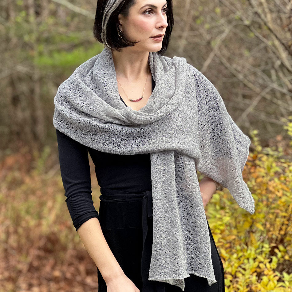 100% Baby Alpaca Loose-Knit Scarf - Gray, Peru