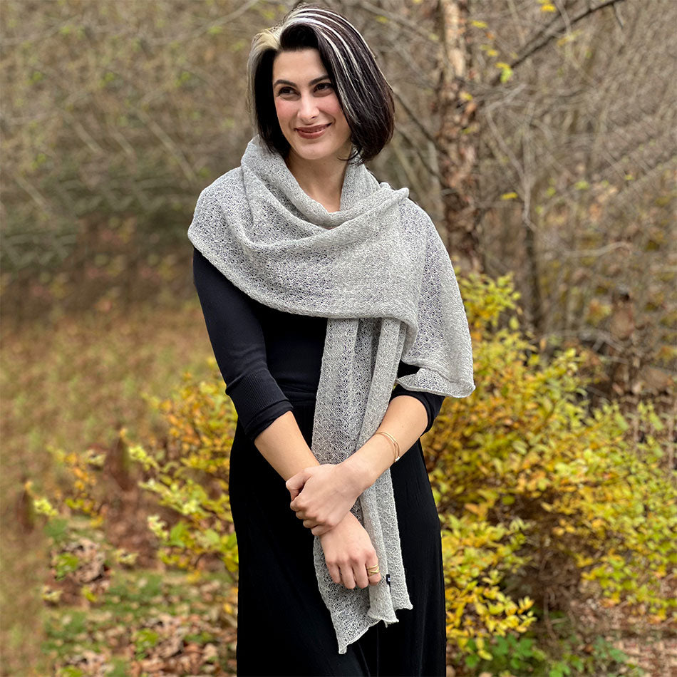 100% Baby Alpaca Loose-Knit Scarf - Gray, Peru