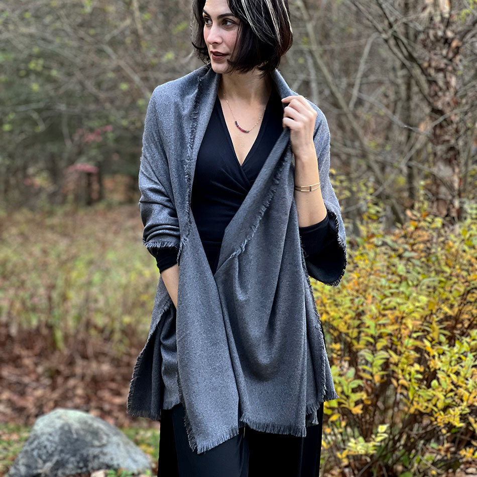 Fair trade cashmere cotton silk wrap
