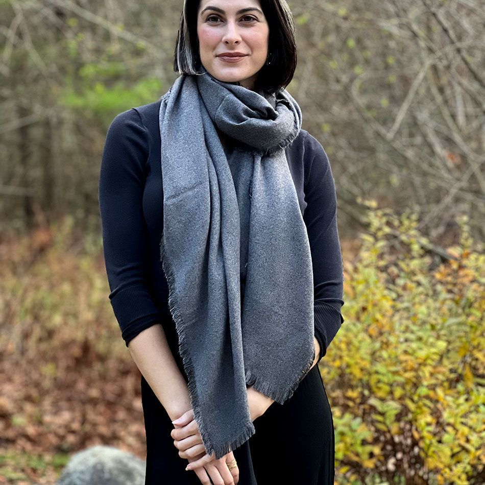 Sumptuous Cashmere/Silk/Cotton Wrap - Gray, Thailand