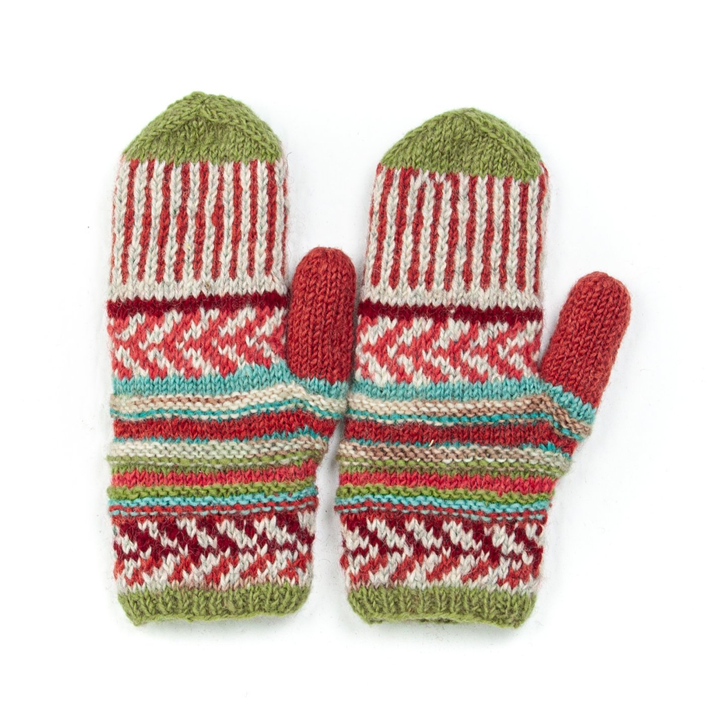Exquisite Wool Mittens - Clay, Nepal