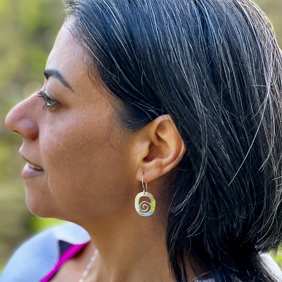 Hammered Spiral Earrings - Sterling Silver, Indonesia