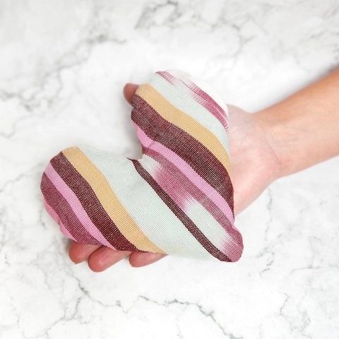 Cotton striped heart-shaped eye pillow