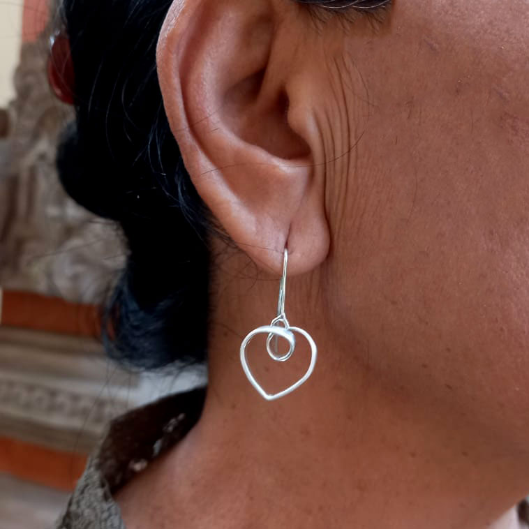 Heart To Heart Earrings - Brass, Indonesia