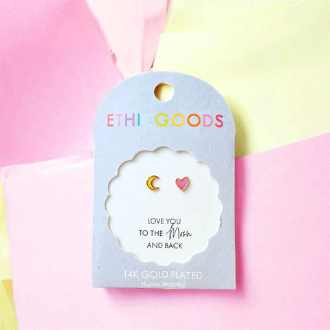 Fair trade heart moon studs earrings