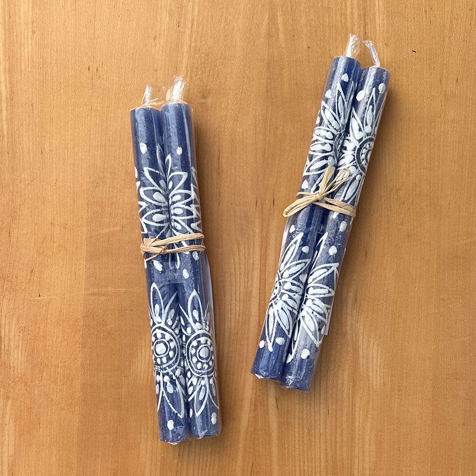 Hand Painted Dinner Candles, Set of Two - Henna , South Africa