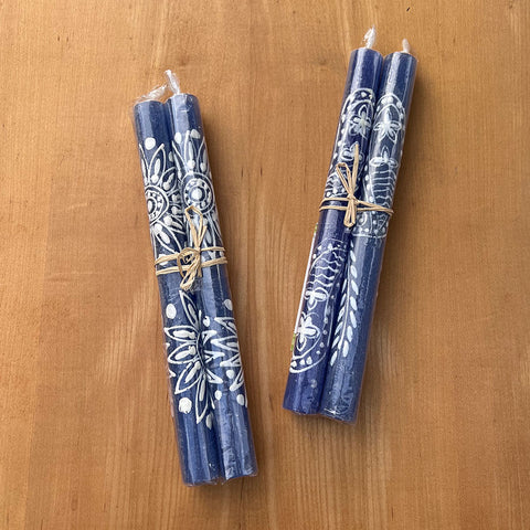 Hand Painted Dinner Candles, Set of Two - Henna , South Africa