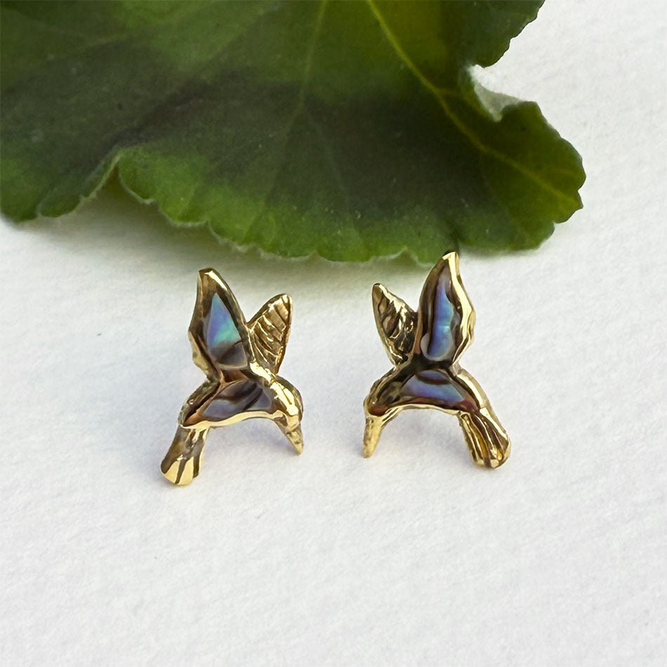 Fair trade abalone hummingbird studs