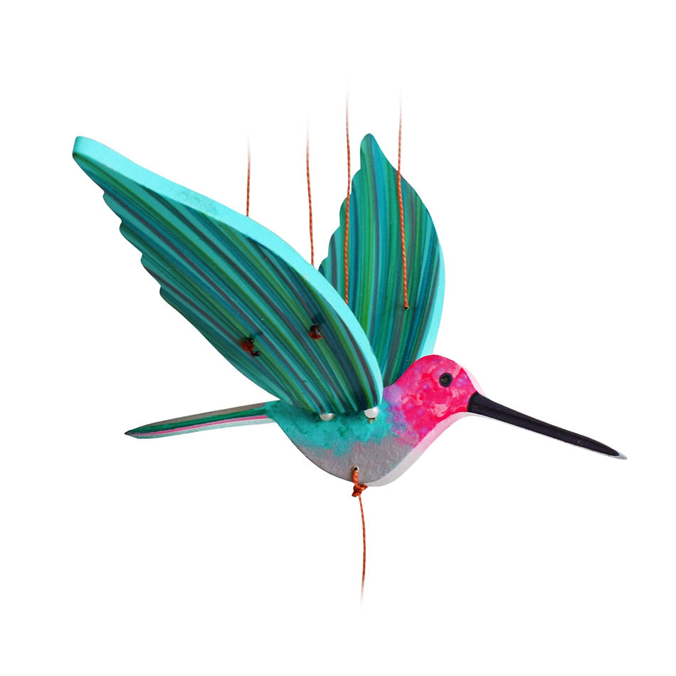Fair trade hummingbird mobile handmade by artisans in Colombia.