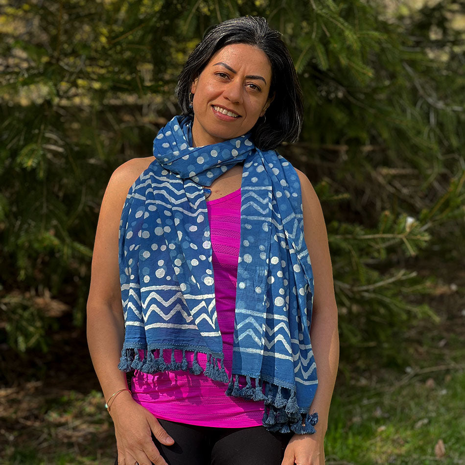 Fair trade cotton indigo scarf