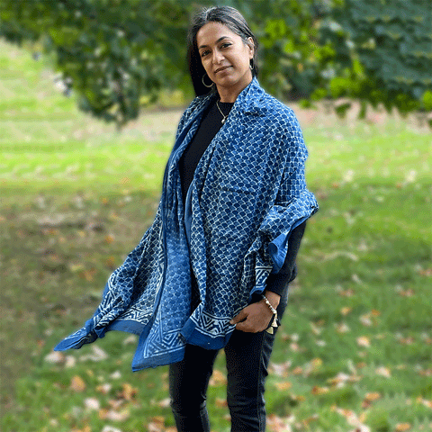 Fair trade indigo cotton scarf