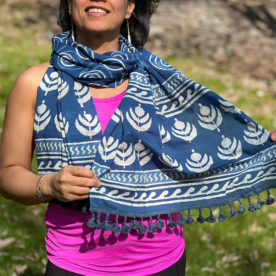 fair trade indigo scarf