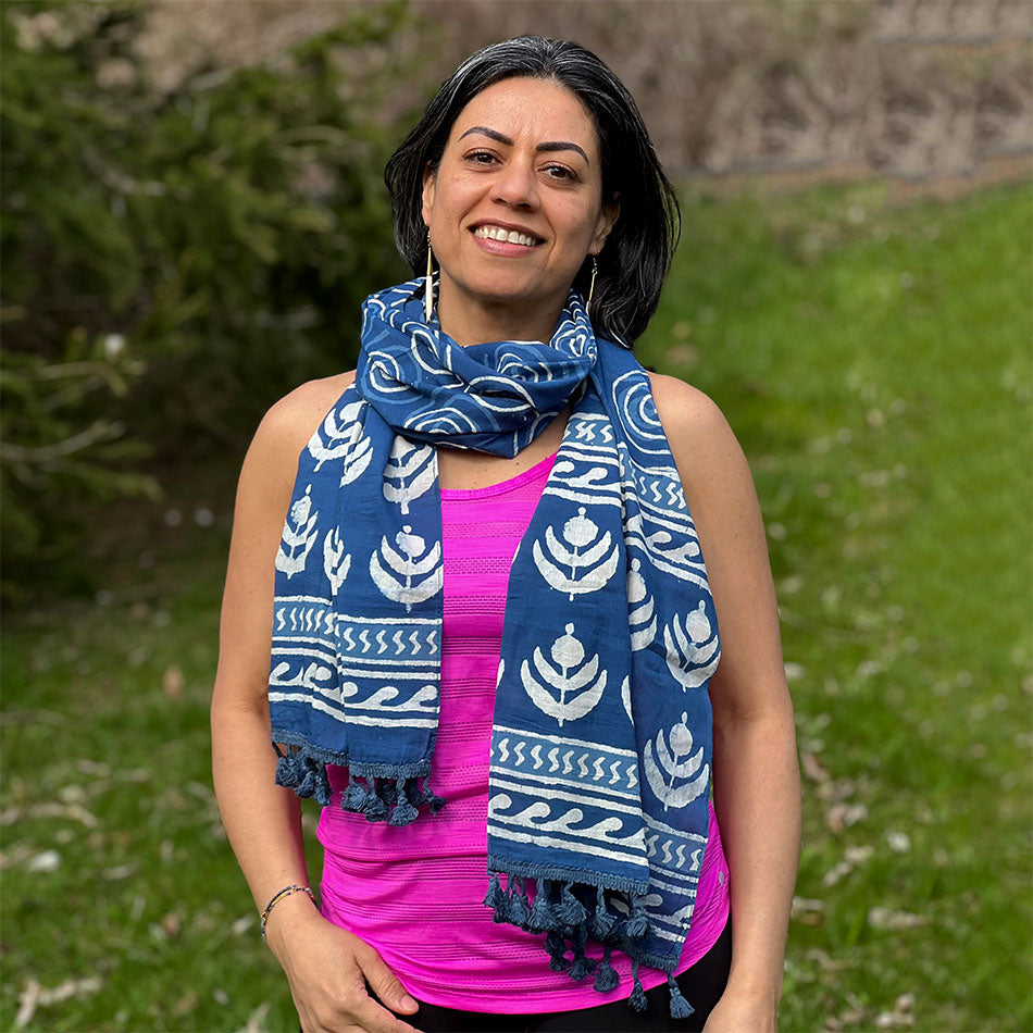 Fair trade indigo scarf handmade