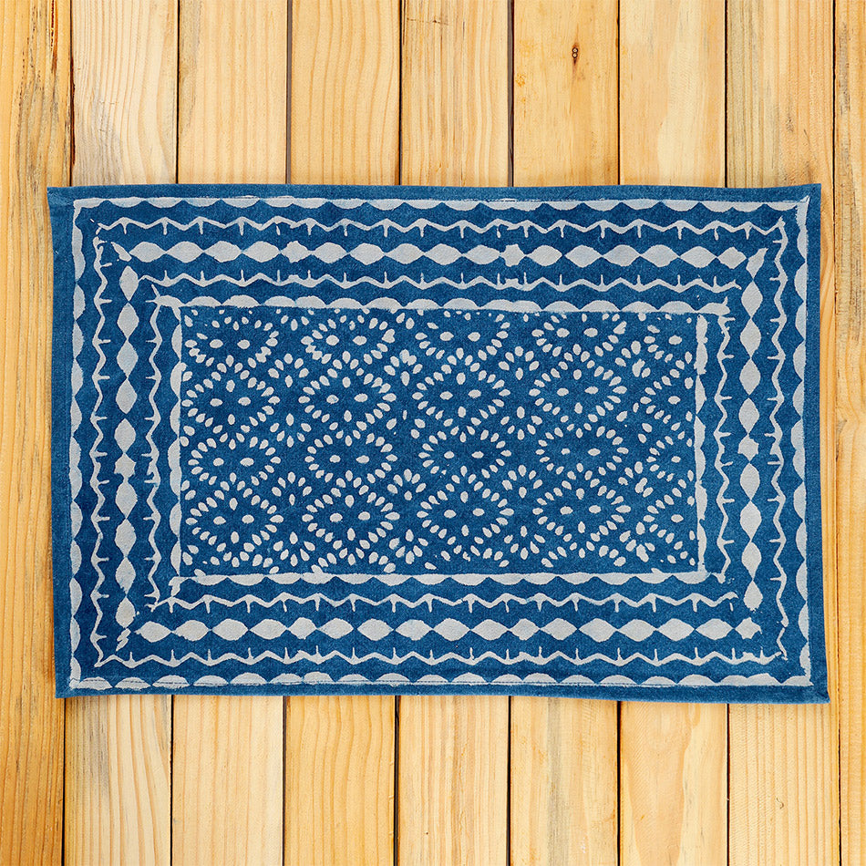 Fair trade block print indigo placemat handmade in India