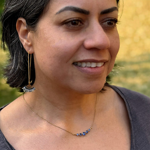 Fair trade kyanite necklace handmade by artisans in India.