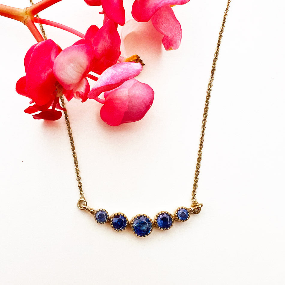Fair trade kyanite necklace handmade by artisans in India.