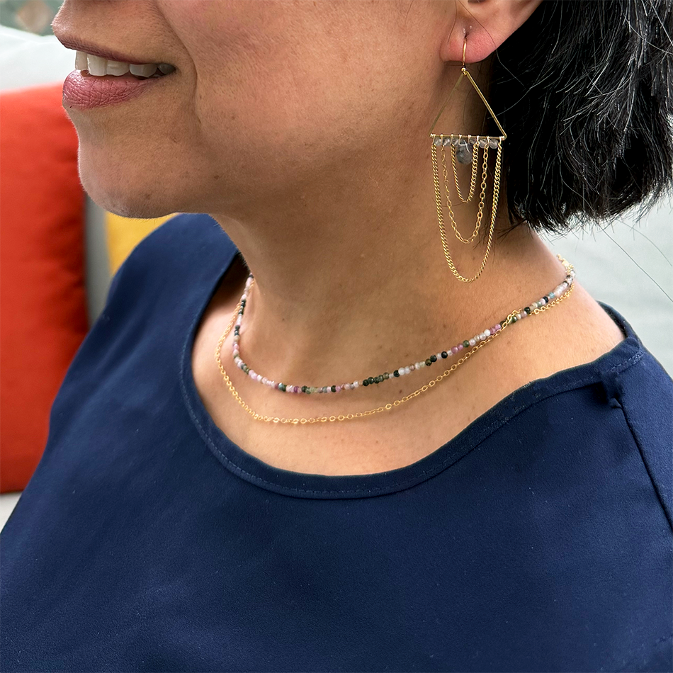 Boho Statement Earrings - Labradorite, India