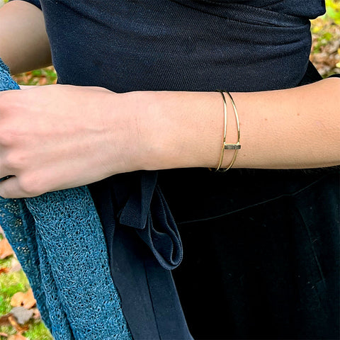 Fair trade brass labradorite cuff bracelet