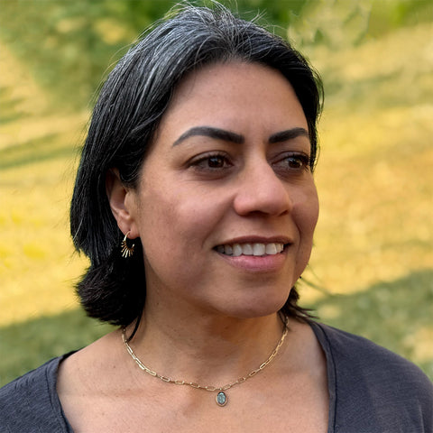 Fair trade labradorite paper clip necklace handmade by artisans in India.